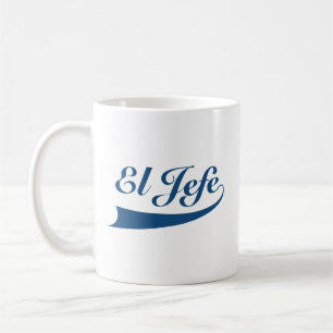 El Jefe in Navy Blue Lettering Koffiemok