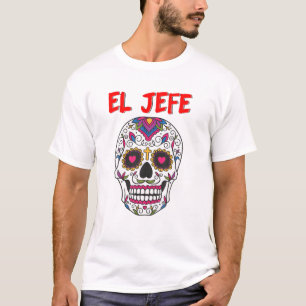 El Jefe Mannen Mexicaanse boss Sugar Skull Day van T-shirt