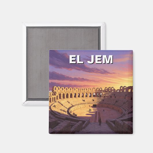El Jem Amphitheater Tunesië Reizen Magneet (Voorkant / Achterkant)