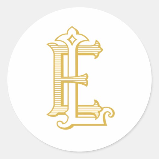 EL of LE Monogram  antiek sticker in goud (Voorkant)