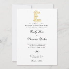 EL of LE Monogram Vintage Wedding Invitting Kaart