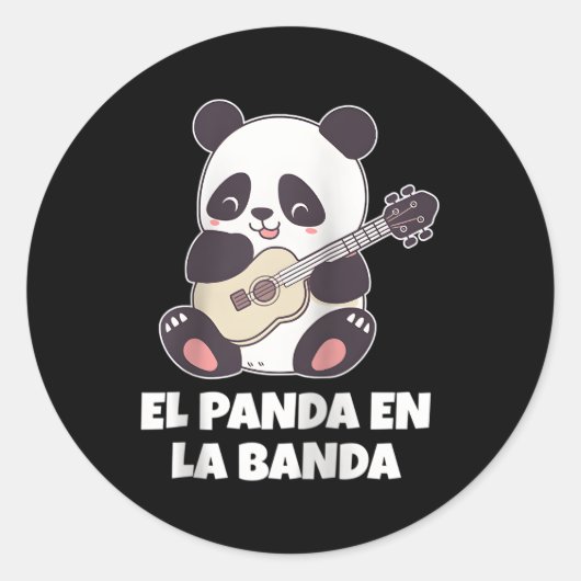 El Panda En La Banda Spaans Panda Beer Ukulele Ba Ronde Sticker (Voorkant)