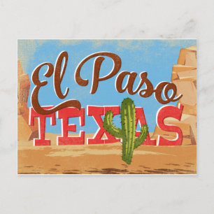 El Paso Briefkaart Texas Cartoon Desert Vintage