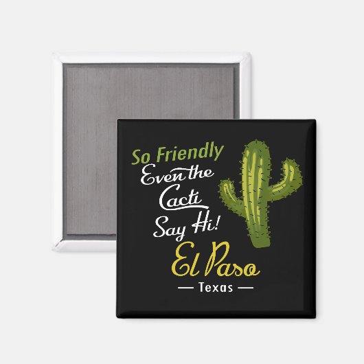 El Paso Cactus Funny Retro Magneet (Voorkant / Achterkant)