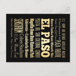 El Paso City of Texas State Typography Art Briefkaart