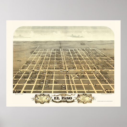 El Paso, IL Panorama Kaart - 1869 Poster (Voorkant)