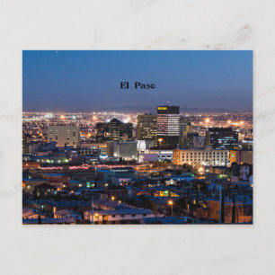 El Paso, Texas bij nacht Briefkaart