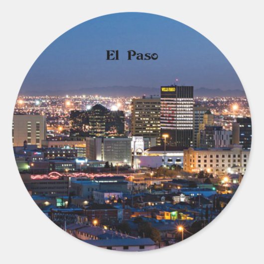 El Paso, Texas bij nacht Ronde Sticker (Voorkant)