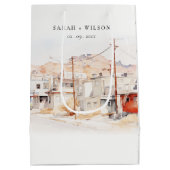 El Paso Texas City Scape Waterverf bruiloft Medium Cadeauzakje (Achterkant)