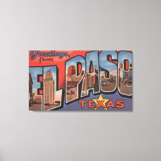 El Paso, Texas, grote lettertjes 2 Canvas Afdruk (Voorkant)