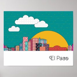 El Paso, Texas Skyline Poster