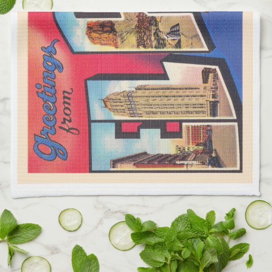 El Paso Texas TX  groot Briefkaart Theedoek (Gevouwen)