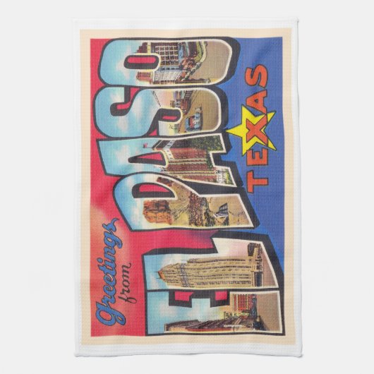 El Paso Texas TX  groot Briefkaart Theedoek (Verticaal)