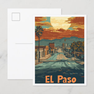 El Paso Texas USA Kunst Reizen Illustratie Briefkaart