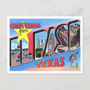 El Paso, Texas Vintage Big Letters Briefkaart
