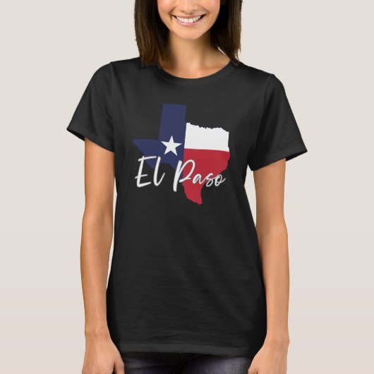 El Paso, Texas Vlag Kaart Vrouwen Zwart T-shirt (Voorkant)