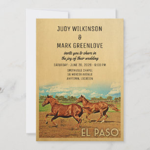 El Paso Texas Wedding Invitation Horses Kaart