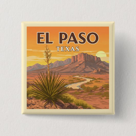  El Paso Vierkante Button 5,1 Cm (Voorkant)