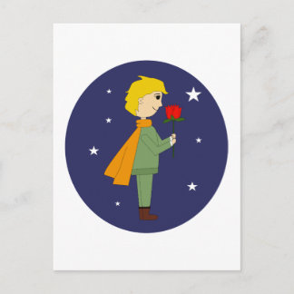 El principito admirando su rosa briefkaart