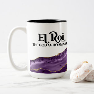El Roi de God die me Paarse marmer naam ziet Tweekleurige Koffiemok