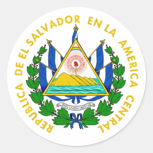El Salvador COA Ronde Sticker (Voorkant)