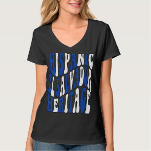 El Salvador Flag Groovy & Wavy Hispanic Heritage M T-shirt