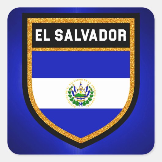 El Salvador Flag Vierkante Sticker (Voorkant)