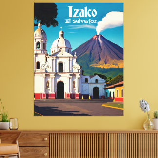 El Salvador | Izalco Travel  Retro Canvas Afdruk