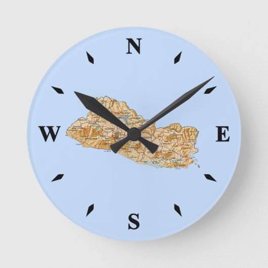 El Salvador Map Clock Ronde Klok (Voorkant)