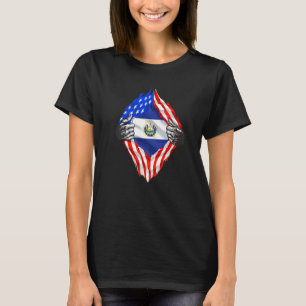 El Salvador Roots Usa Vlag Patriotieke Salvadoraan T-shirt