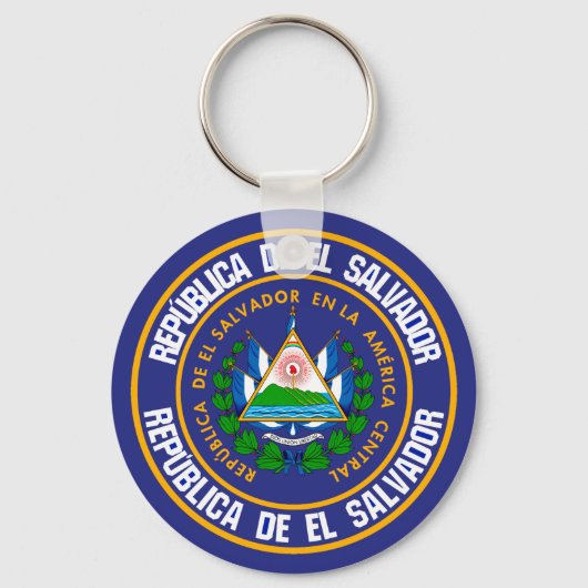 El Salvador Round Emblem Sleutelhanger (Voorkant)