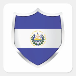 El Salvador Silver Shield Flag Vierkante Sticker