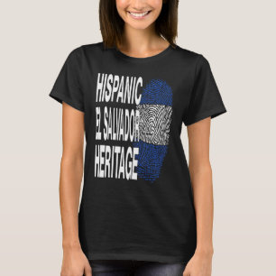 El Salvador Vlag Vingerprint Hispanic Heritage Mon T-shirt