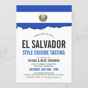 El Salvadorian Cuisine   Flag White Invite Kaart