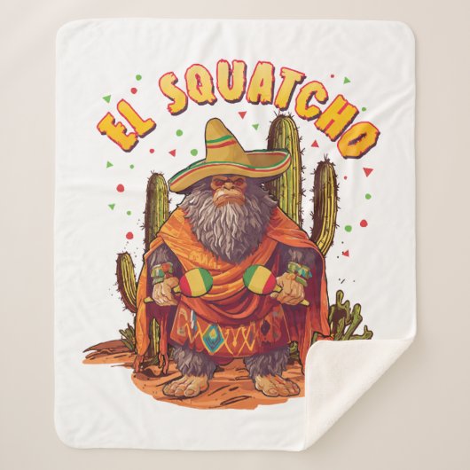El Squatcho Bigfoot met Maraca, Sombrero en Ponc Sherpa Deken (Voorkant)