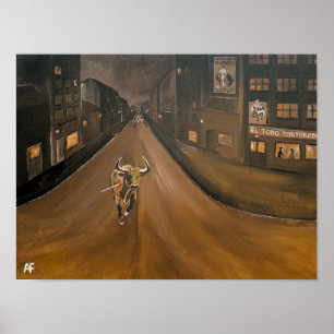 El Toro Torturado Schilderij van Alfred Fox Poster