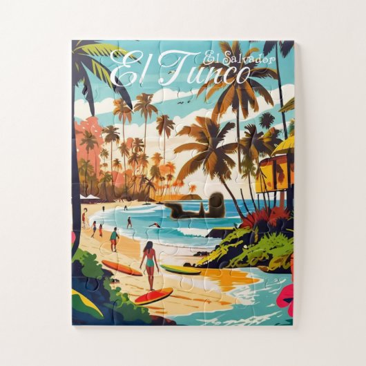 El Tunco El Salvador Reizen Retro Poster Legpuzzel (Verticaal)
