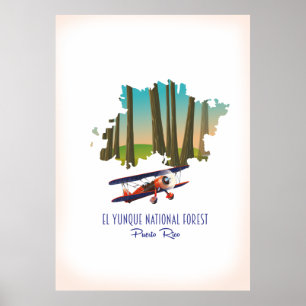 El Yunque nationaal bos Puerto Rico kaart Poster