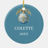 Elaborate Blue and Gold Wreath Merry Christmas Keramisch Ornament (Achterkant)