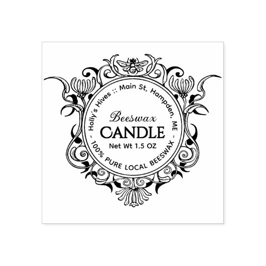 Elaborate Honeybee Lijst BEESWAX CANDLE Rubberstempel (Afrduk)