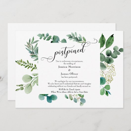 Elaborer Script Eucalyptus Postpond carte Mariage (Devant / Derrière)