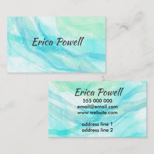 elagant blauw en turquoise - kunstontwerp waterver visitekaartje (Voorkant / Achterkant)