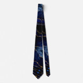 Elagant Cravate Agate Marine Bleu Marbre Or (Devant)