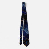Elagant Cravate Agate Marine Bleu Marbre Or (Dos)