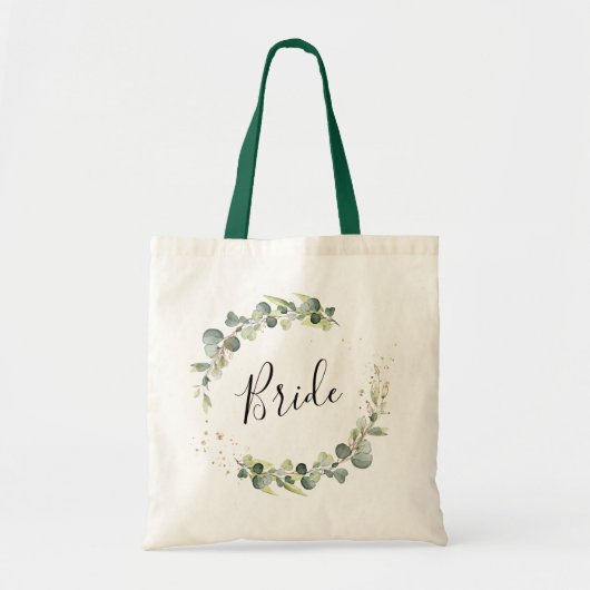 elagant script greenery foliage bride canvas tas (Voorkant)