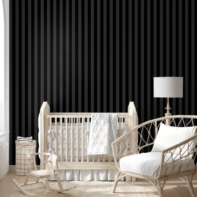Elagnat Black & Smoky Black Vertical Stripes Behang (Kinderen)