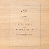 Elaine Monogram Elegante bruiloft Save the Date Acryl Uitnodigingen (Voorkant)
