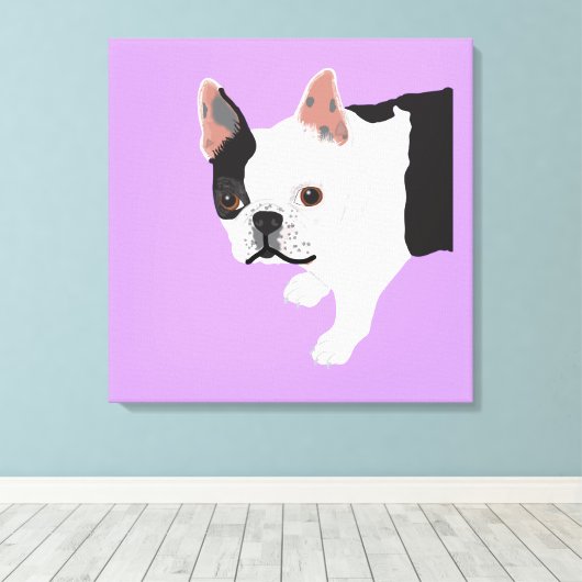 Elaine's Toby Boston Terrier Canvas Afdruk (Insitu (Houten vloer))
