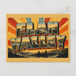 Elan Valley Wales Oude Reis Kunst Briefkaart