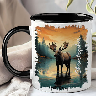 Eland bij Sunrise Lake Reflectie Mok